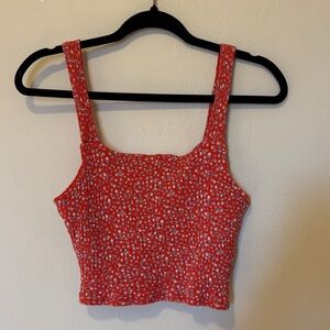 American Eagle Outfitters Red Floral Crop Top